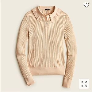 NWT J.Crew Ruffle-collar ribbed merino sweater - size small - warm almond